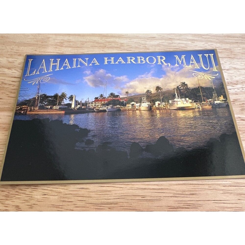 Lahaina Harbor Maui Home To Tour Boats Postcard Island Heritage Sku 0333